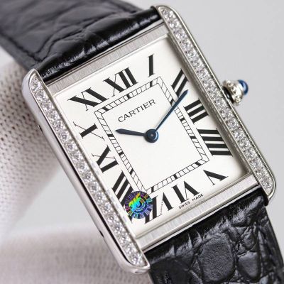 Cartier Tank 34.5*27.4/31*24.4MM Quartz Movement Italian Calfskin Strap Silver Bezel Couple Square Watch